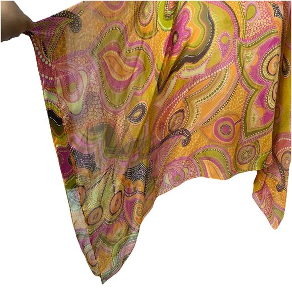 Vtg Dana Buchman Silk 2 Piece Poncho & Skirt Set Italian Fabric Colorful Sz 12/L - Picture 14 of 16